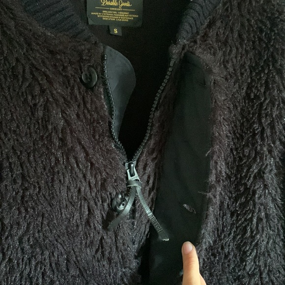 Burton Black Fleece zip/button up jacket/coat, size small - Picture 3 of 8